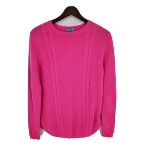 Two Bee 100% Cashmere Cable Knit Sweater Tunic Bright Pink Size Large